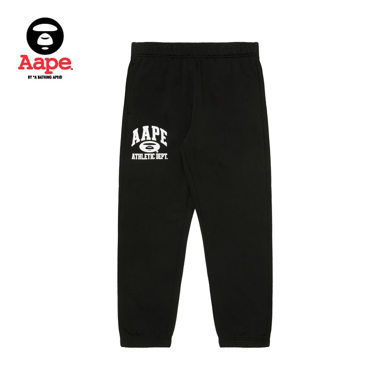 Aape男装秋冬猿颜图案字母加绒束脚美式运动卫裤A639XXL