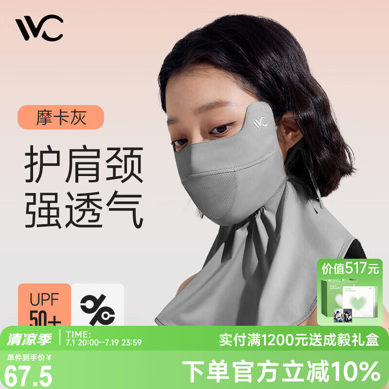 VVC防晒面罩女夏季冰丝薄户外面罩全脸护颈遮阳面罩女