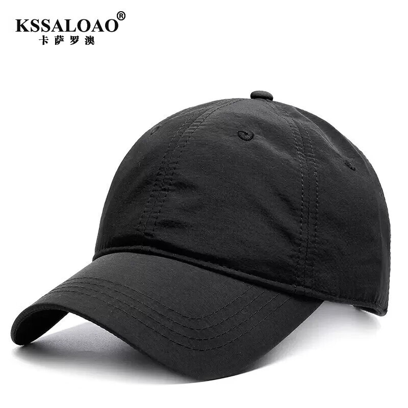 KSSALOAO品牌棒球帽男春秋户外韩版潮速干网帽薄款遮阳鸭舌帽 黑色 可调节标准(55-60cm）