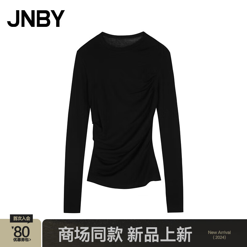 JNBY24秋T恤修身圆领套头5O7113380 001/本黑 S