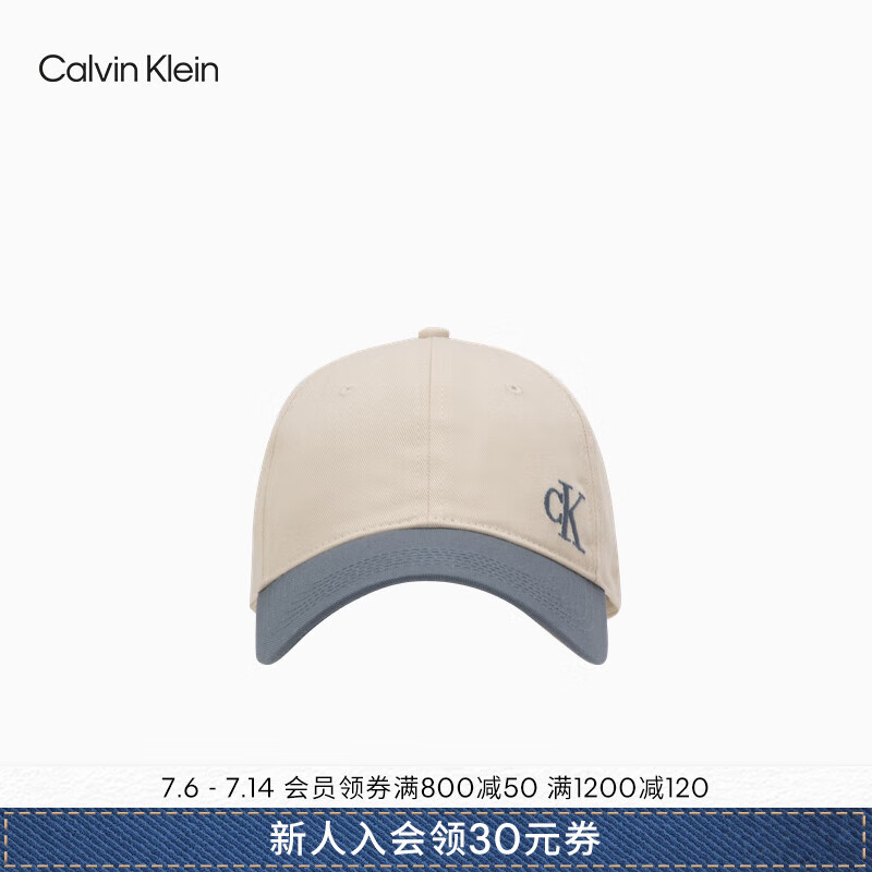 Calvin KleinJeans24春夏男女同款简约刺绣纯棉ck撞色拼接弯檐棒球帽40W1097
