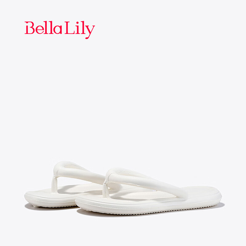 Bella Lily2024春季白色轻便人字拖女外穿防滑凉拖休闲拖鞋子 白色 38 （适合37-38码）