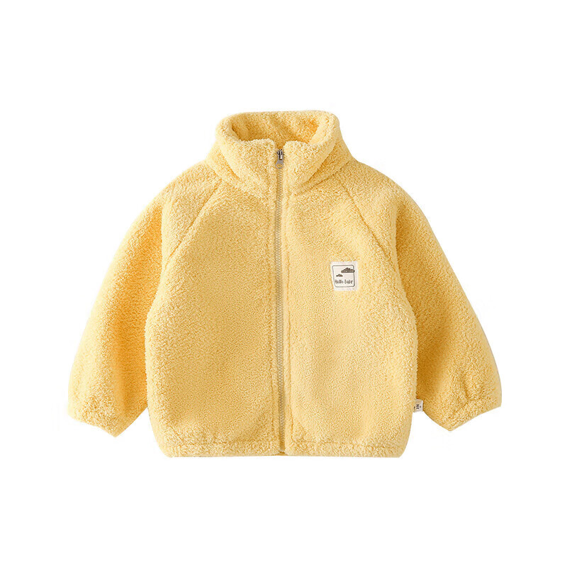 棉花堂儿童针织绒外套休闲上衣宝宝柔软舒适保暖童装Y 黄色 100cm