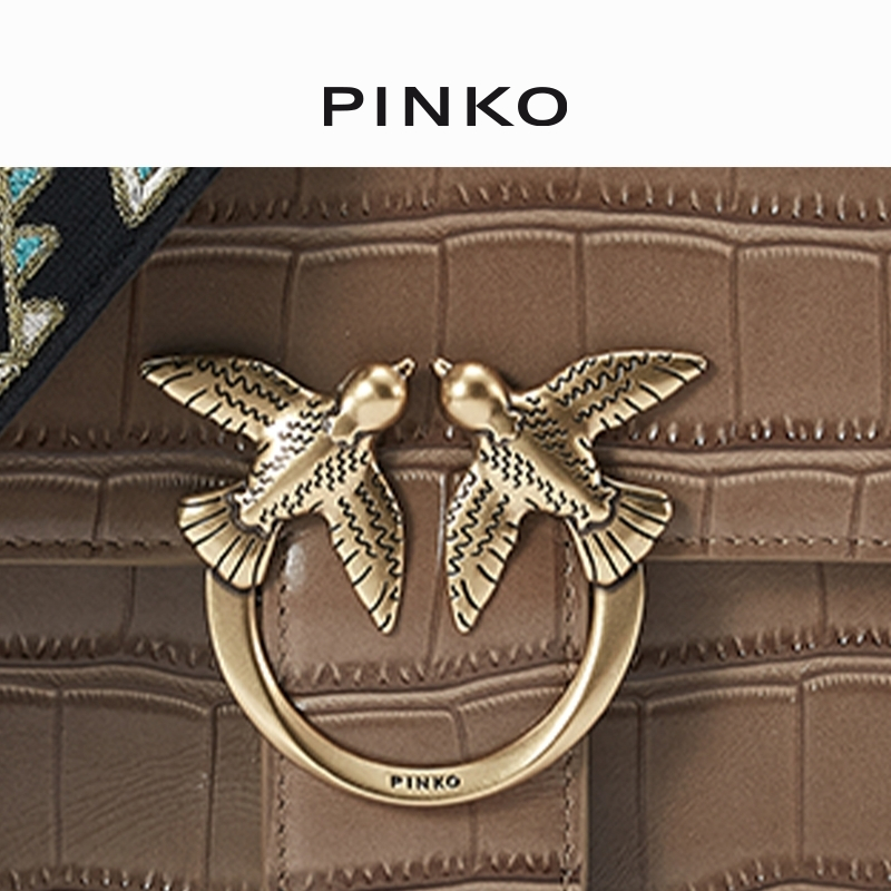 【年中特惠】PINKO 鳄鱼纹刺绣肩带飞鸟包燕子包100046A0OH