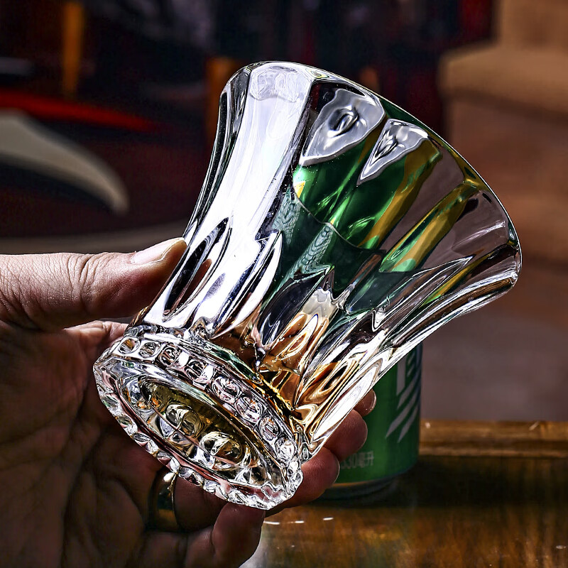 高斯（Glass）捷克水晶玻璃威士忌酒杯洋酒杯时尚啤酒杯酒具套装创意水杯 透明 6只装
