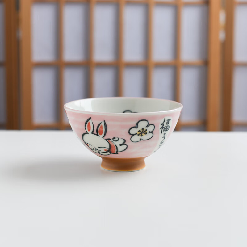 河合 日本高档陶瓷卡通米饭碗单个家用日式餐具轻奢可洗碗机 福兔小号饭碗11.5×6.2cm