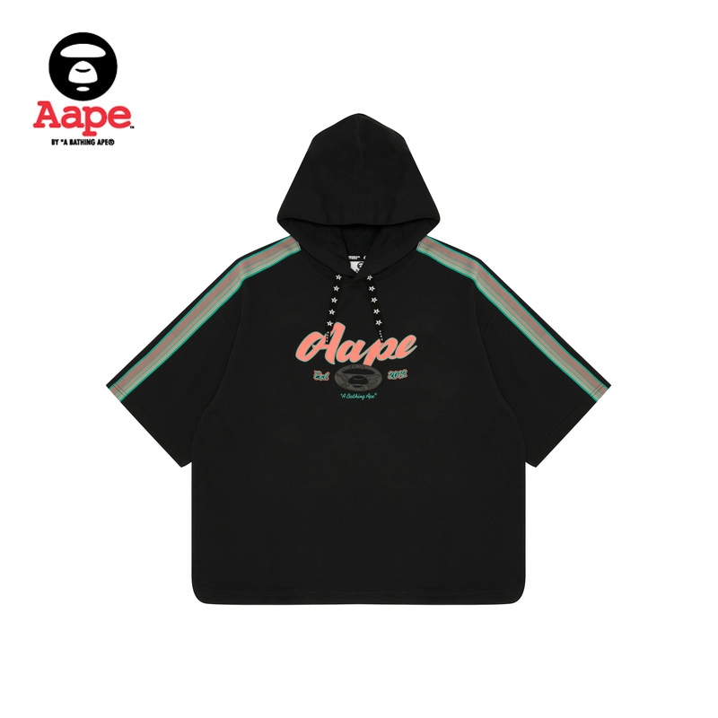 Aape女装春夏猿颜字母印花休闲宽松红色连帽短袖T恤1522XXM