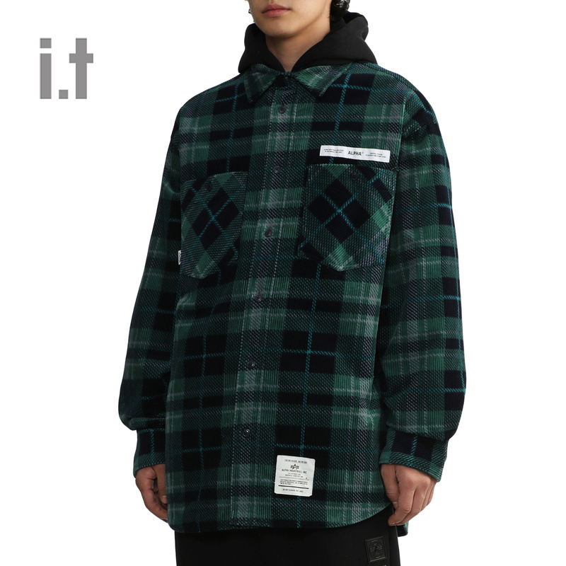 it Alpha Industries男装格纹长袖衬衫休闲秋冬时尚个性1018L