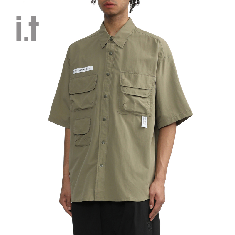 it Alpha Industries男装宽松短袖衬衫2024夏季工装风1056LXM