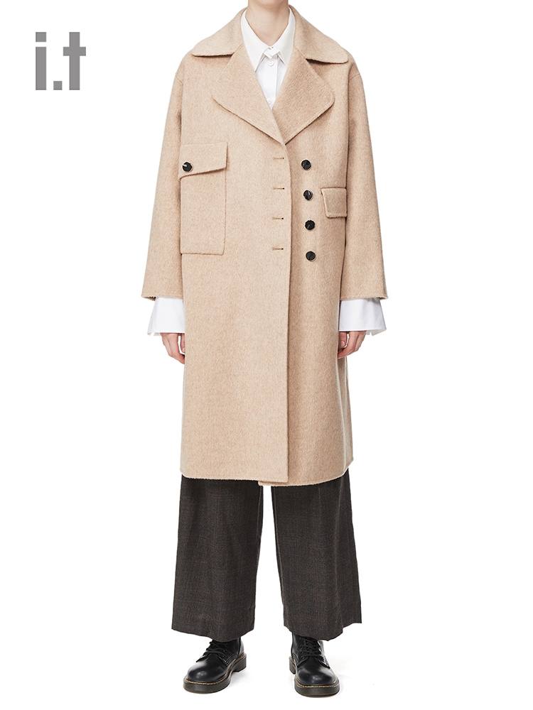 it b+ab女装中长款呢子大衣冬季时尚通勤毛呢外套1219IJ