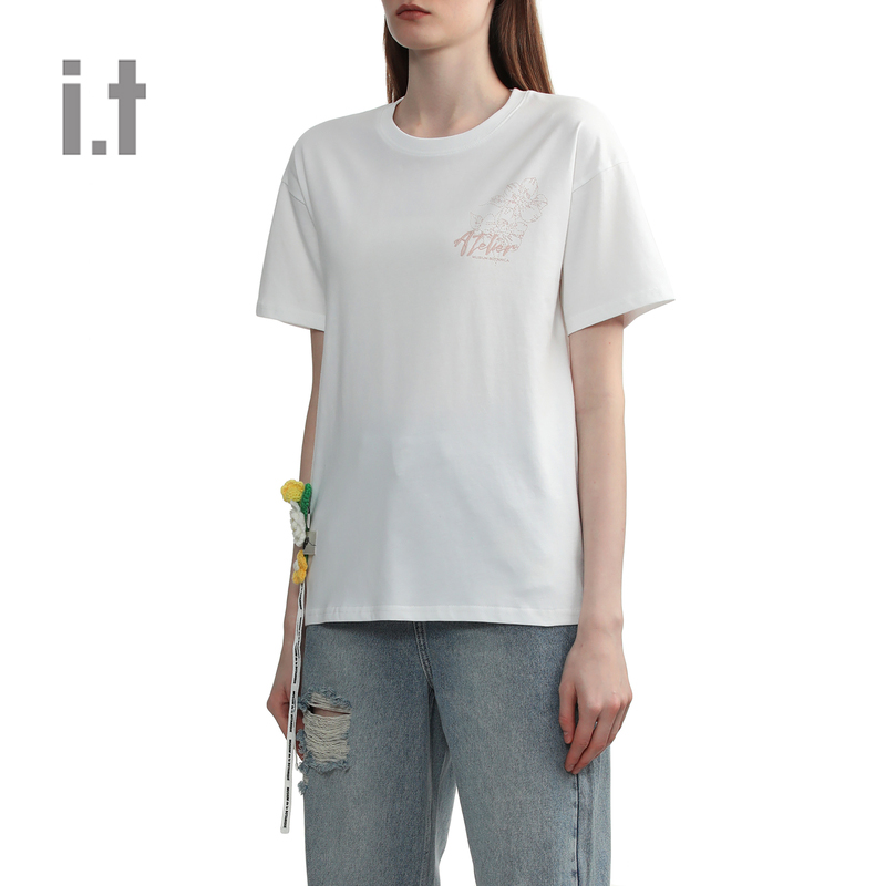 it MUSIUM DIV.女装圆领短袖T恤2024夏季趣致时尚半袖00460XM