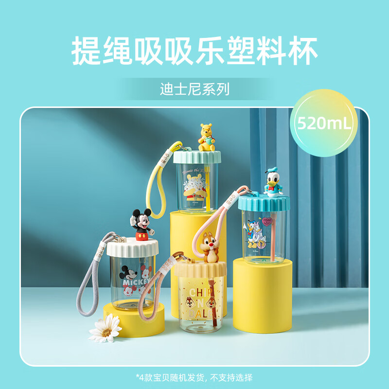 名创优品（MINISO）迪士尼系列提绳吸吸乐塑料杯520mL(米奇)