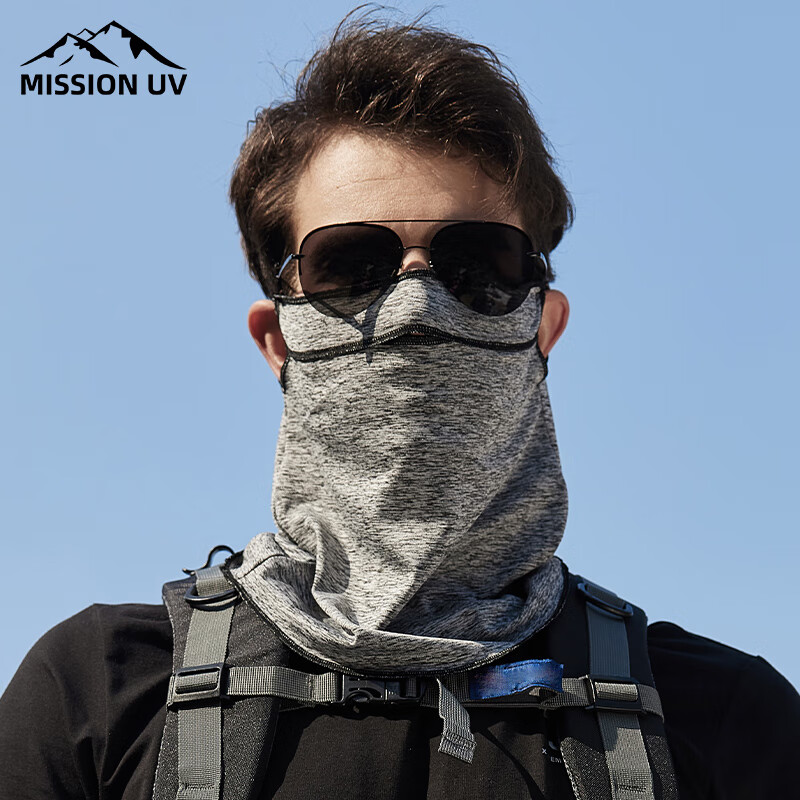 MISSION UV冰丝防晒面罩男士开车骑行骑车登山钓鱼夏季防紫外线遮阳护颈脖套全脸防晒口罩男 MM025