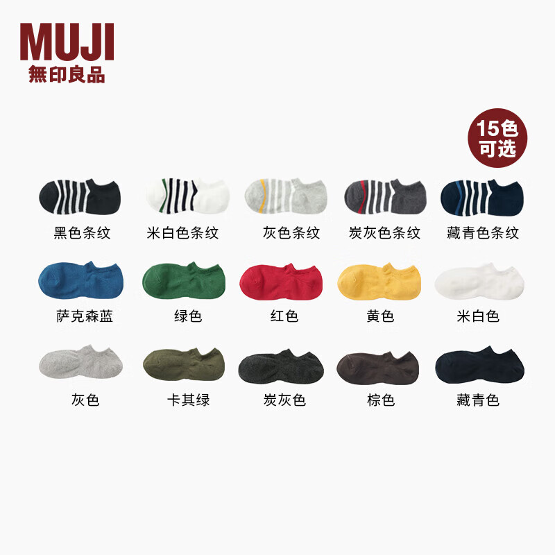 无印良品 無印良品 MUJI 男式 合脚直角 运动船袜 男士袜子短袜男款隐形袜浅口 黑色条纹 25-27cm/40-44码