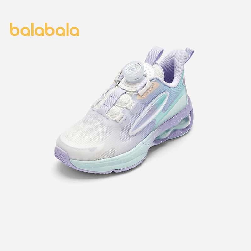 巴拉巴拉童鞋女童运动鞋秋季2024透气网面跑步鞋 紫绿色调00374 32码
