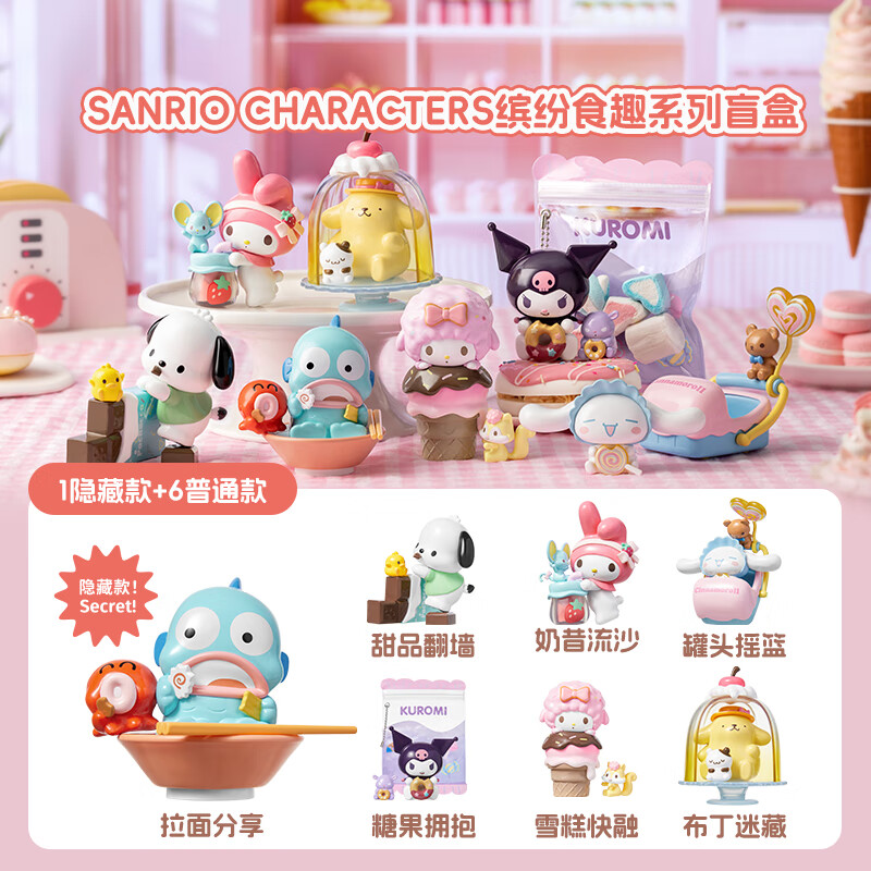 名创优品（MINISO）Sanrio characters三丽鸥缤纷食趣系列盲盒可爱玩具 单盒（不）