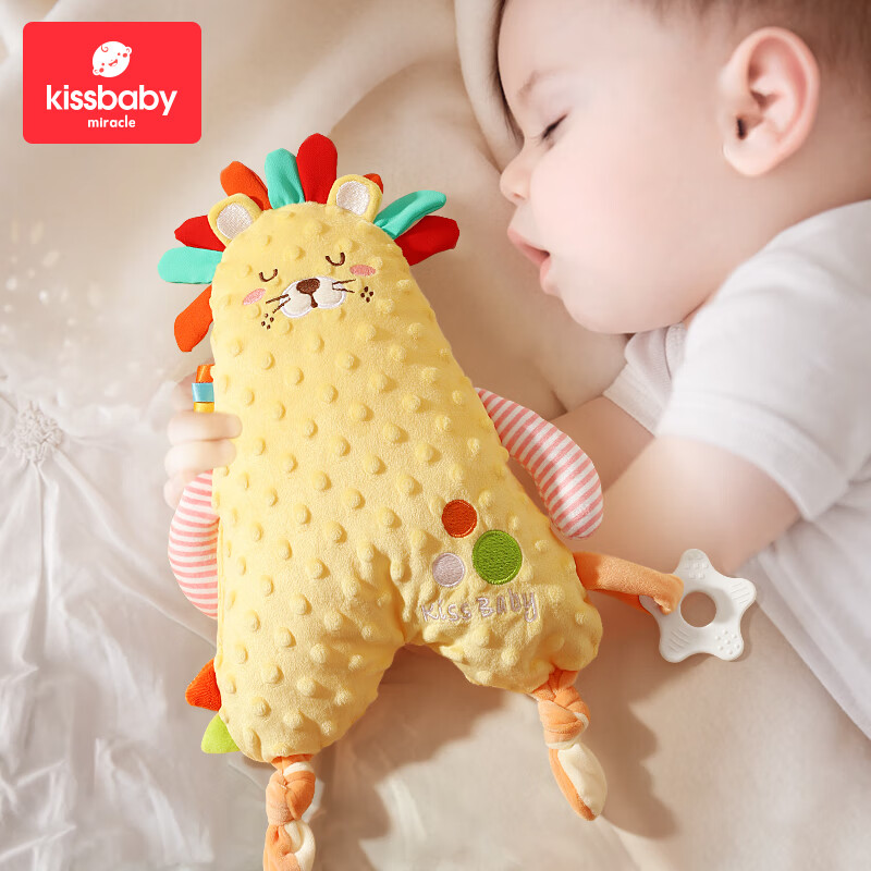 Kissbaby Miracle安抚玩偶宝宝安抚巾婴儿可入口睡眠豆豆手偶睡觉手指偶玩具可啃咬 萌狮加里弗