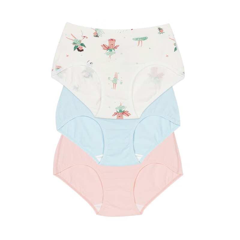 幼岚（ALLBLU）幼岚童装「Buka裤」儿童棉氨内裤24秋季不卡PP三角内裤3件装 云白花朵仙子+冰河蓝+荷花粉  120cm