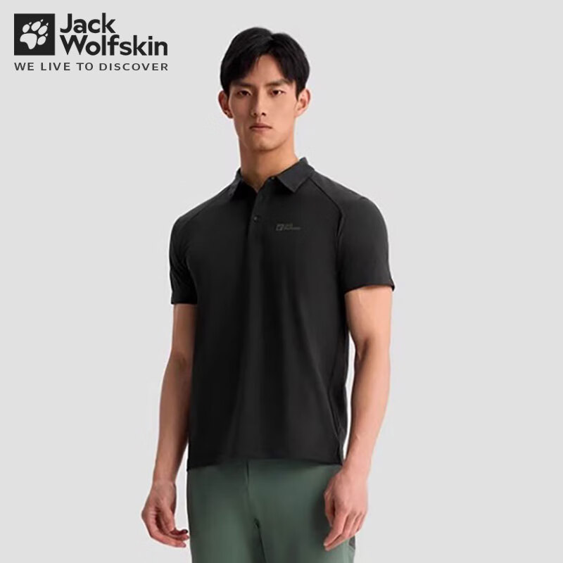 Jack Wolfskin狼爪t恤男春夏户外日常休闲吸湿快干polo衫男 331-6000/黑色 S 170/92A