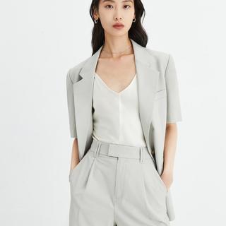 夏季西服女薄外套垂坠感时尚通勤一粒扣短袖西装外套