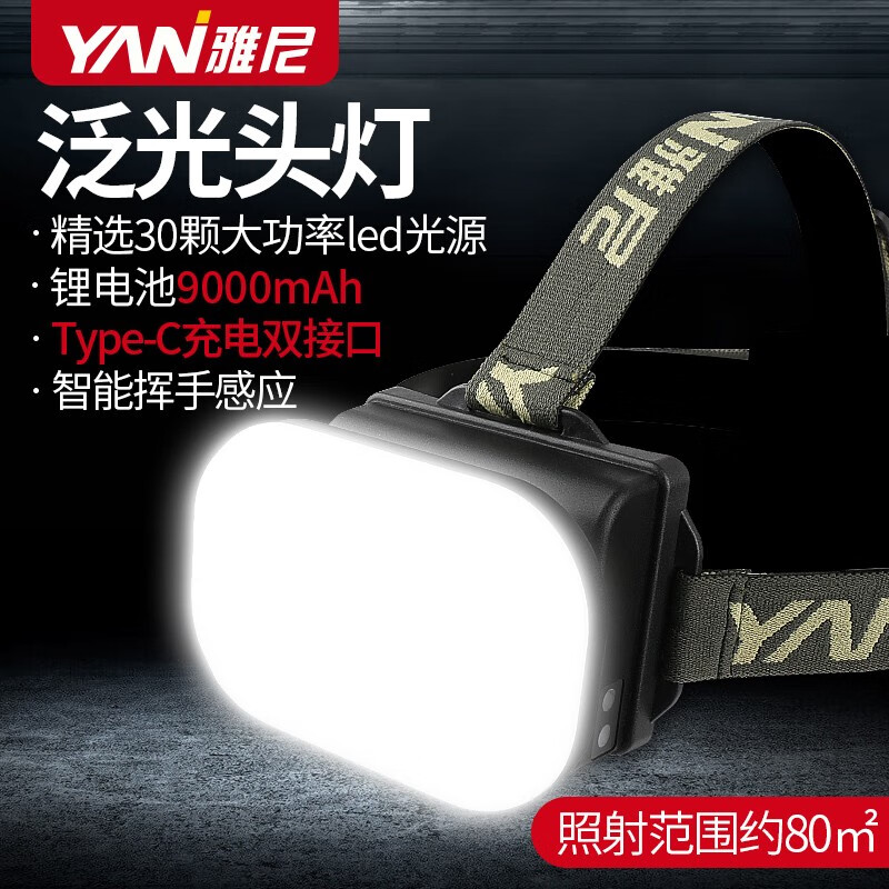 雅尼（YANI）泛光头灯户外工作强光充电超长续航锂电池赶海灯近照大面积照射 YN-B