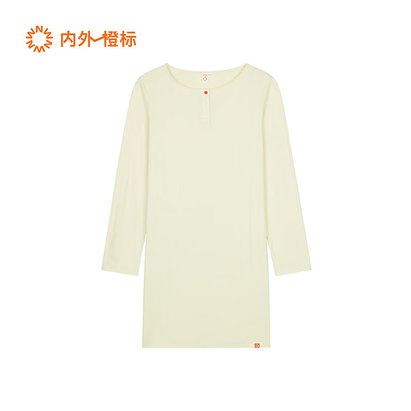 NEIWAI橙标女士棉挑孔长袖睡裙/家居服套装抑菌简约居家舒适睡衣新 睡裙-雪梨黄 S