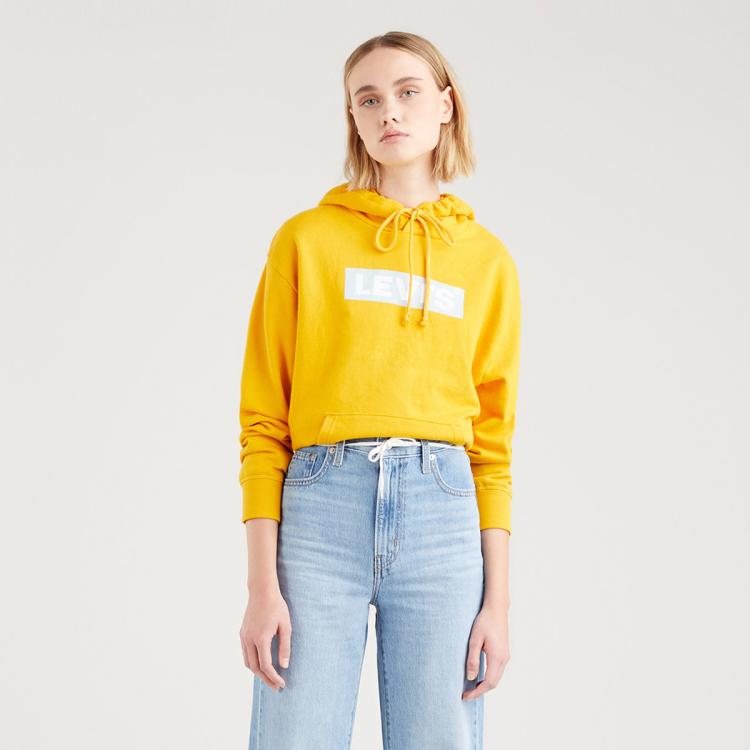 Levi's李维斯春夏女士黄色连帽时尚印花卫衣