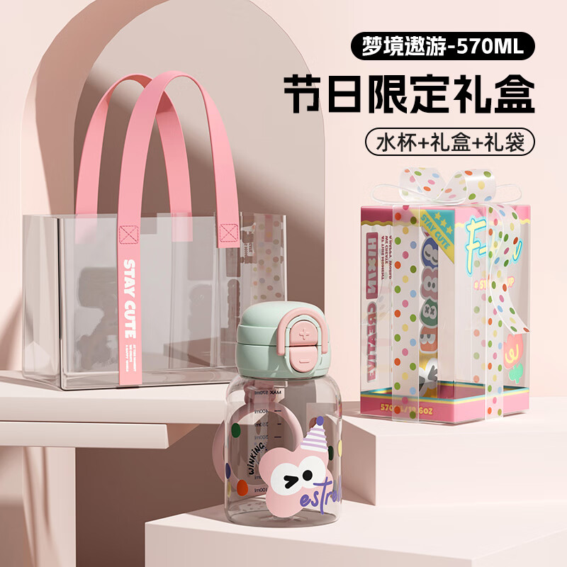 ZIPPO吸管杯大容量塑料儿童杯子男女双饮杯夏水杯 梦境遨游（套装） 570ml