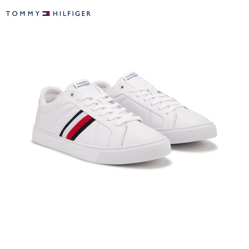 TOMMY HILFIGER24新款秋冬男休闲百搭条纹织带牛皮革运动鞋板鞋FM0FM05163