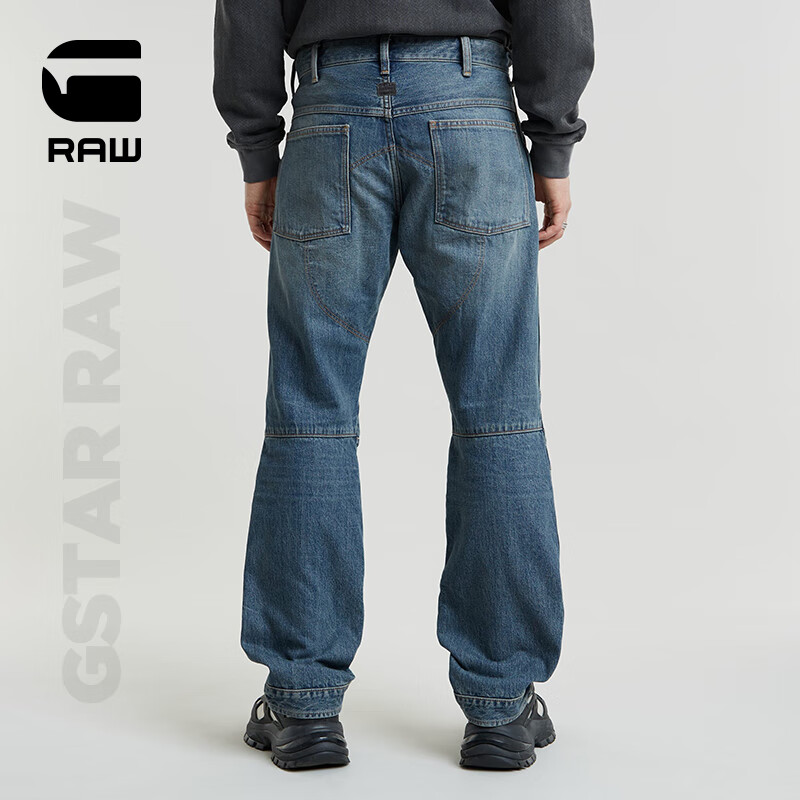 G-STAR RAW2024秋季 5620 3D高端男士常规休闲直筒牛仔裤厚款D23699 蓝色磨白 3130