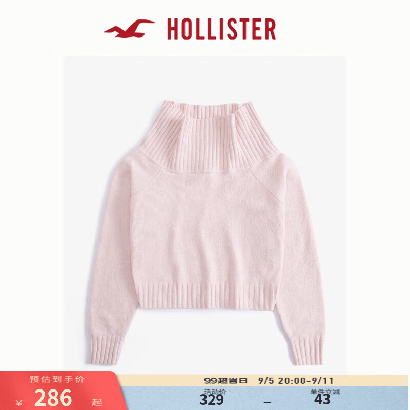 HOLLISTER24秋冬新款辣妹宽松露肩长袖针织衫毛衣 女 KI350-4246
