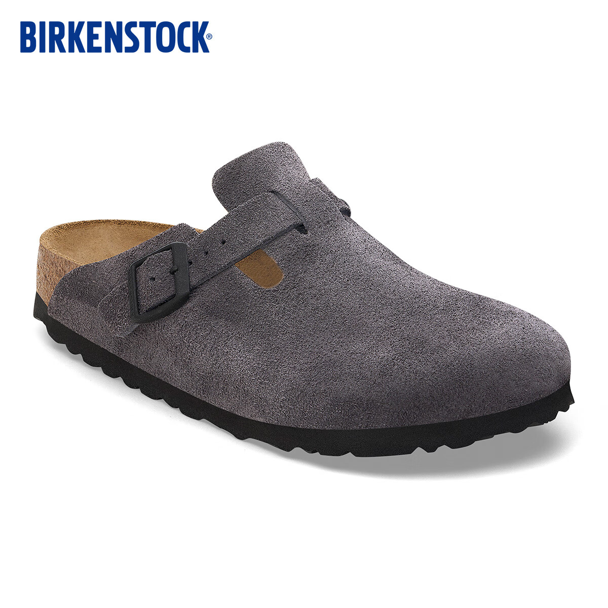 BIRKENSTOCK勃肯女款牛皮绒面革软木包头凉拖鞋Boston系列 灰色窄版1028552 36