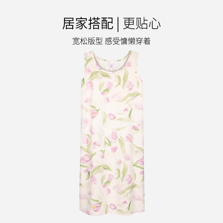 【带胸垫防凸点可外穿】夏季睡裙女士睡衣家居服印花裙子