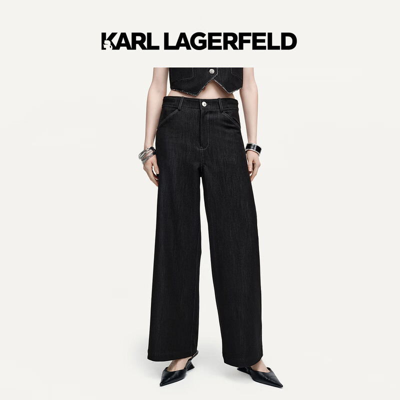 Karl Lagerfeld卡尔拉格斐2024秋季黑色直筒裤老佛爷K26L1050 黑色 38