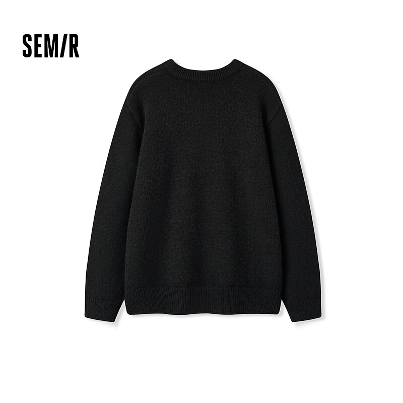 森马（Semir）[梅花系列毛衫男2024冬宽松绣花提花针织衫 黑色调00399 160/80A/XS