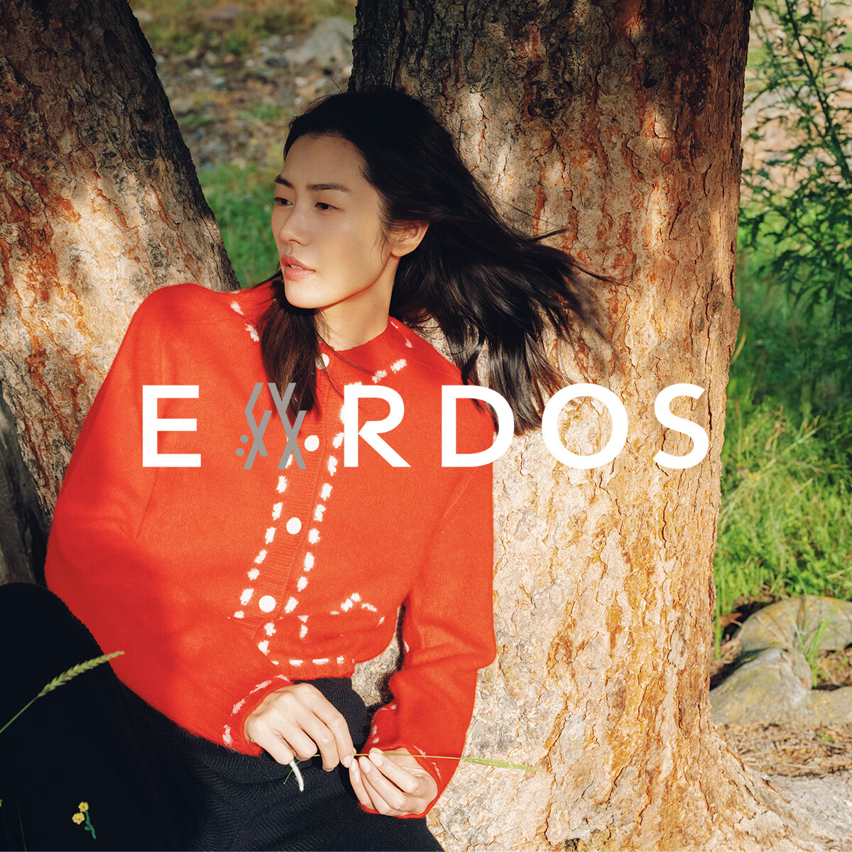 ERDOS【刘雯联名系列】LIUWEN×ERDOS 圆领虚线提花短款抽绳羊绒开衫 宝石红 170/88A/L