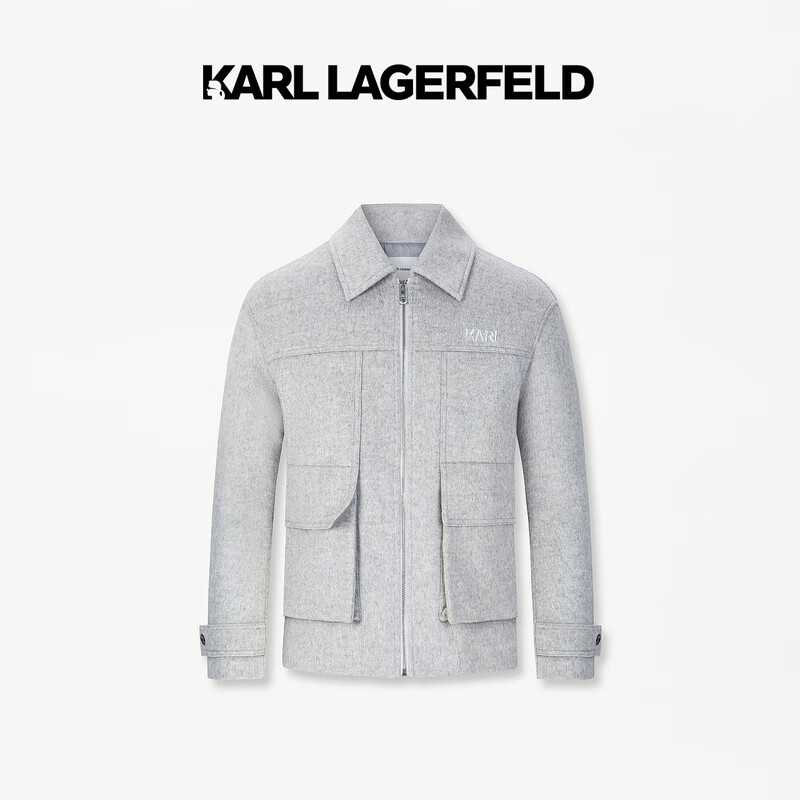 Karl Lagerfeld卡尔拉格斐2024冬季休闲夹克老佛爷1K1D70101853 浅灰色 M