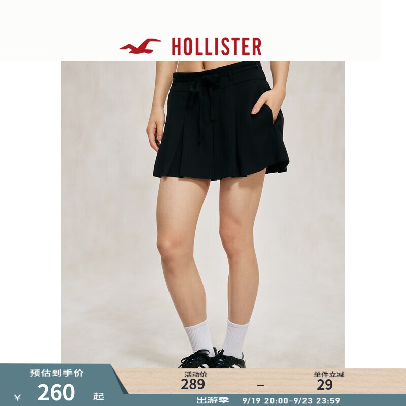 HOLLISTER24秋季新款辣妹系带百褶裙裤短款半身裙 女 KI343-4159