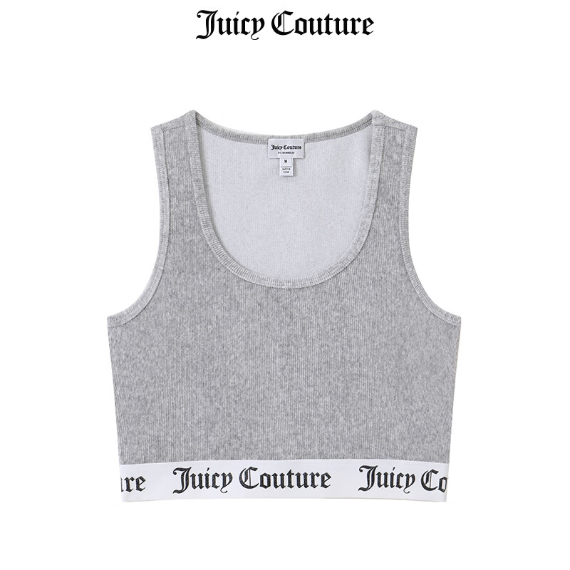 JUICY COUTURELOGO织带天鹅绒背心 深麻灰 S