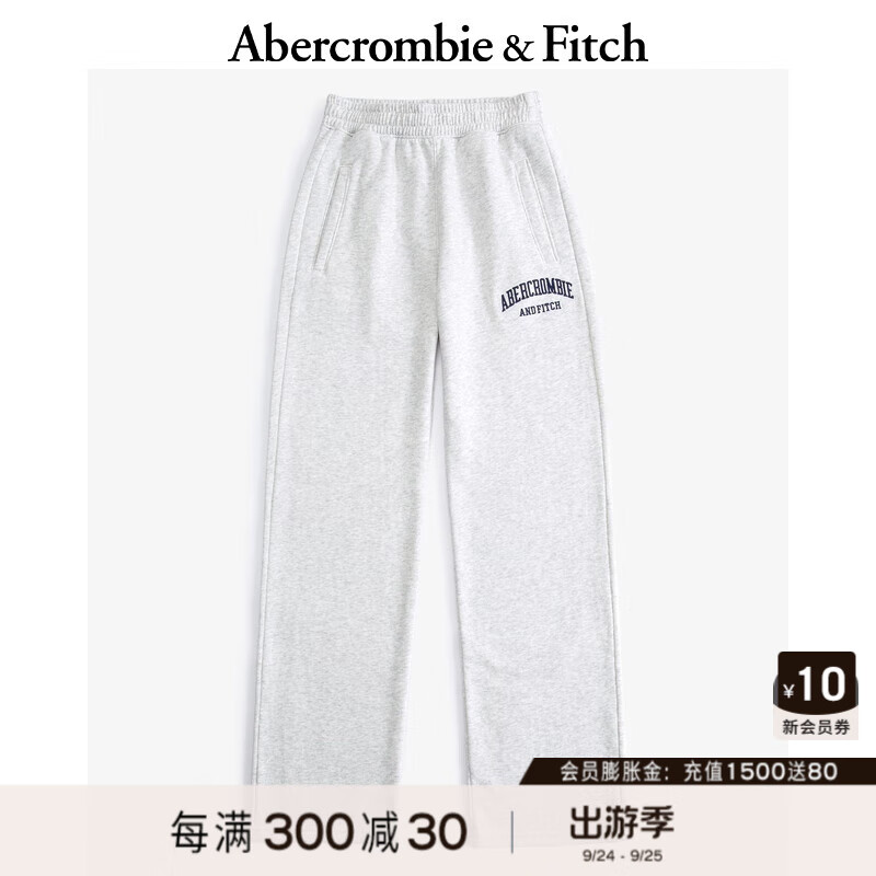 ABERCROMBIE & FITCH女装 24秋冬新款百搭松紧腰抓绒直筒运动长裤KI147-4061