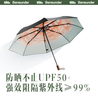 Beneunder 蕉下 Black系列 8骨三折晴雨伞 绯月山茶