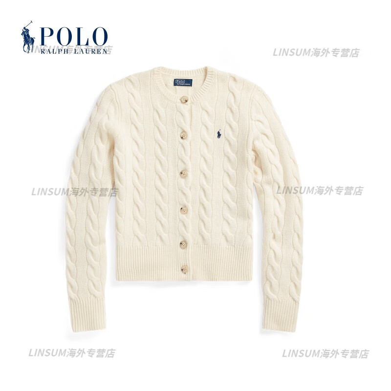 Polo Ralph Lauren拉夫劳伦女装 24早秋绞花结针织开襟衫RL25803 100-纯奶油色 XS