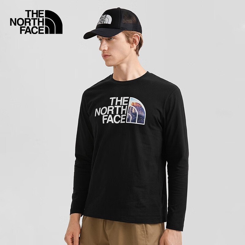 北面（The North Face）TheNorthFace北面长袖T恤男棉质户外运动休闲舒适透气5AZG 7QUY-JK3黑色 XL码 180/108A