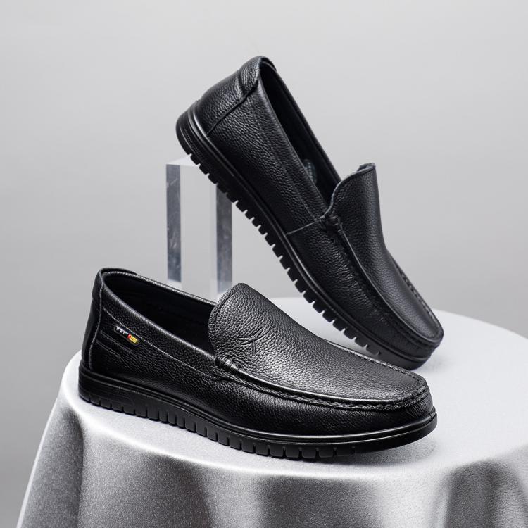 红蜻蜓 RED DRAGONFLY【头层牛皮】2024秋皮鞋办公室一脚蹬商务通勒正装豆豆鞋