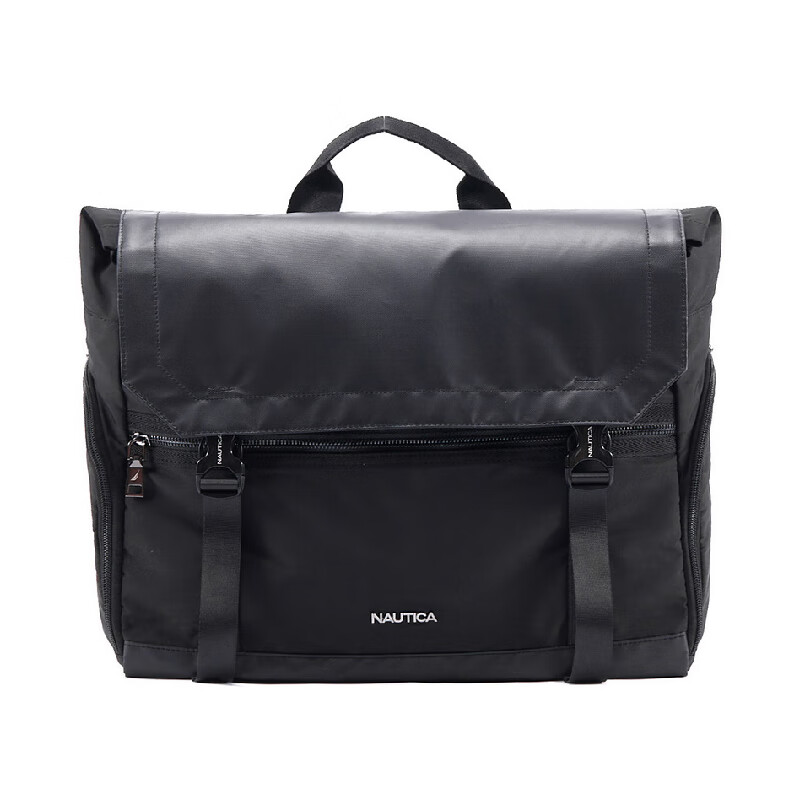 NAUTICA诺帝卡背包经典通勤商务翻盖单肩手提包10300102 黑色