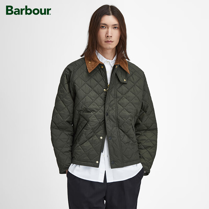 Barbour 130周年Transport男女同款绗缝夹克 鼠尾草绿 38