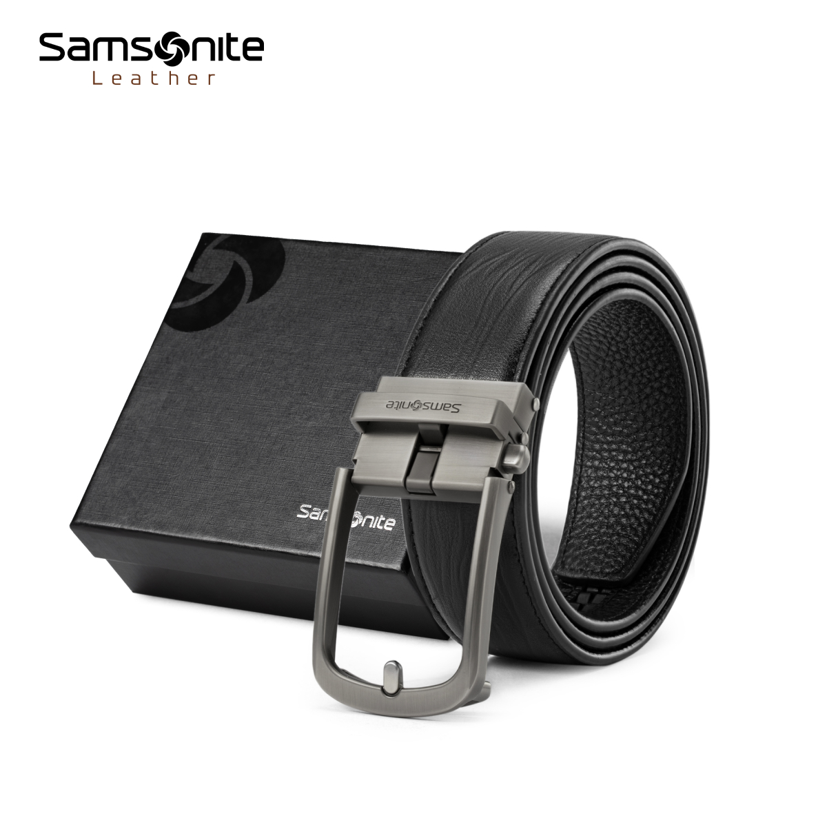 Samsonite新秀丽皮带男士24秋冬针扣自动扣牛皮腰带年轻时尚裤腰带 NQ1