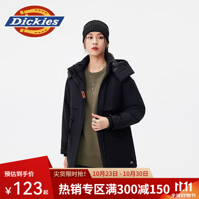 dickies夹克 女士 休闲百搭连帽保暖厚外套10809 黑色 S