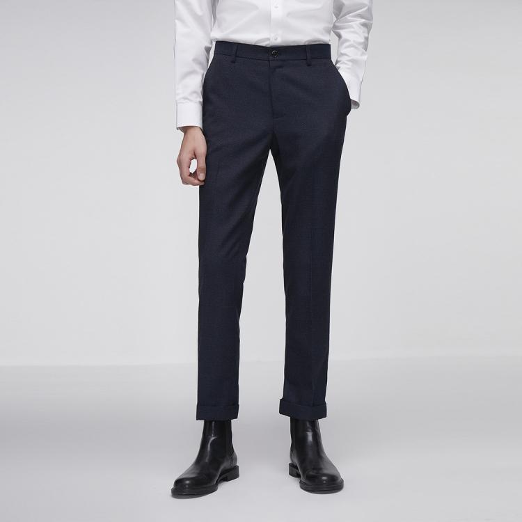 【含绵羊毛】男式商务通勤休闲时尚百搭个性卷裤脚男士西裤男
