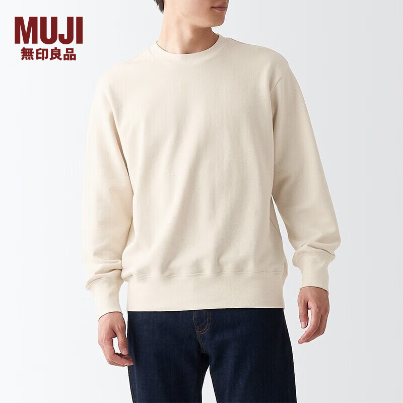 无印良品（MUJI） 男式 紧密织毛圈运动衫男士男生秋装套头长袖卫衣潮流ABG03A2A 原色 L （175/100A）